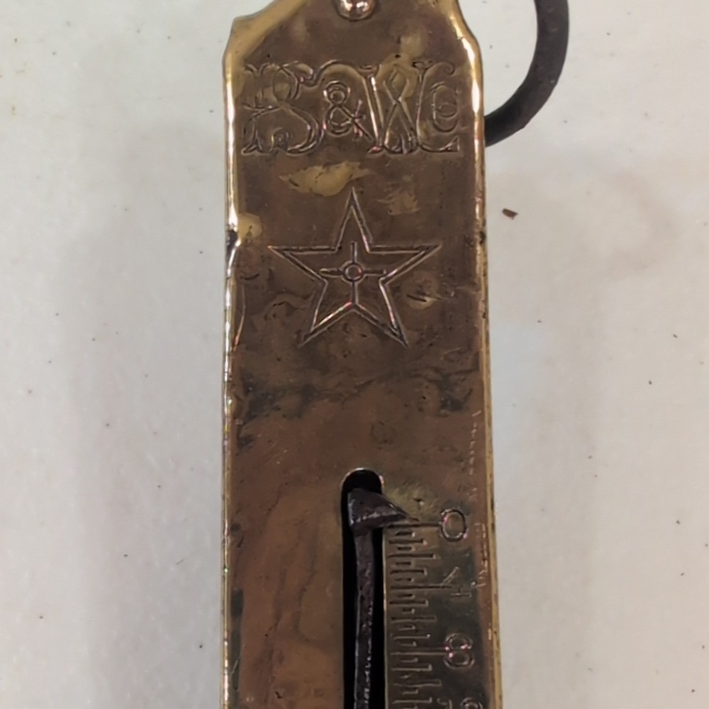 Vintage PS & W Co.‎ Brass Hanging Scale 25 lb Star Antique 8.5 inch 1890-1910 - Picture 2 of 10